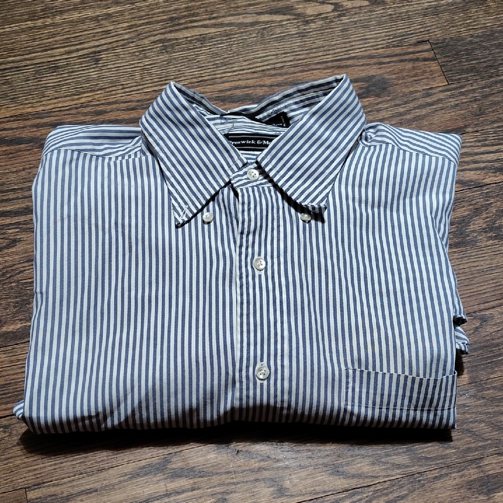 Banana Republic Navy and White Striped Shirt